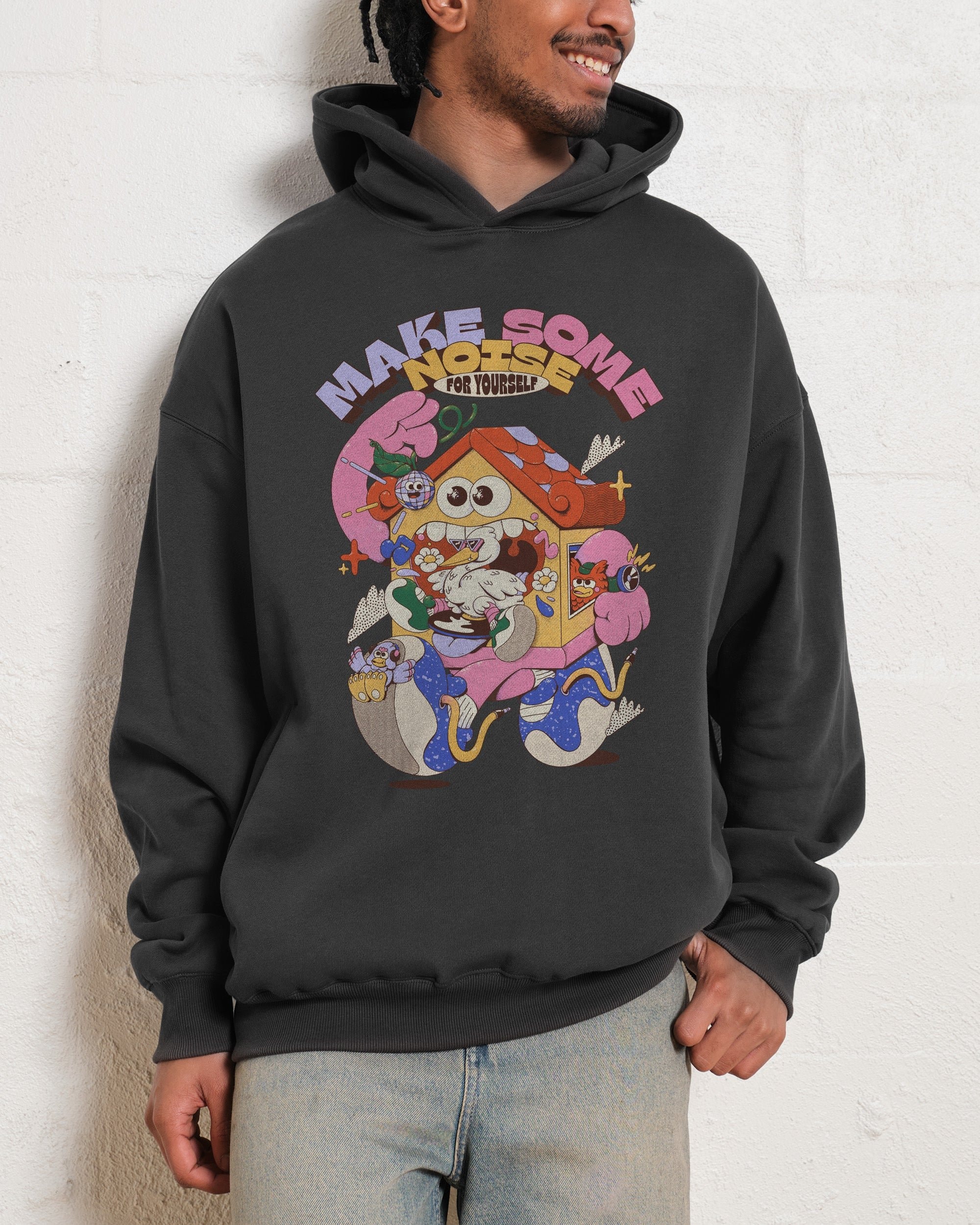 Make Some Noise Unisex Graphic Hoodie - 90s Boxy Fit, 80% Cotton