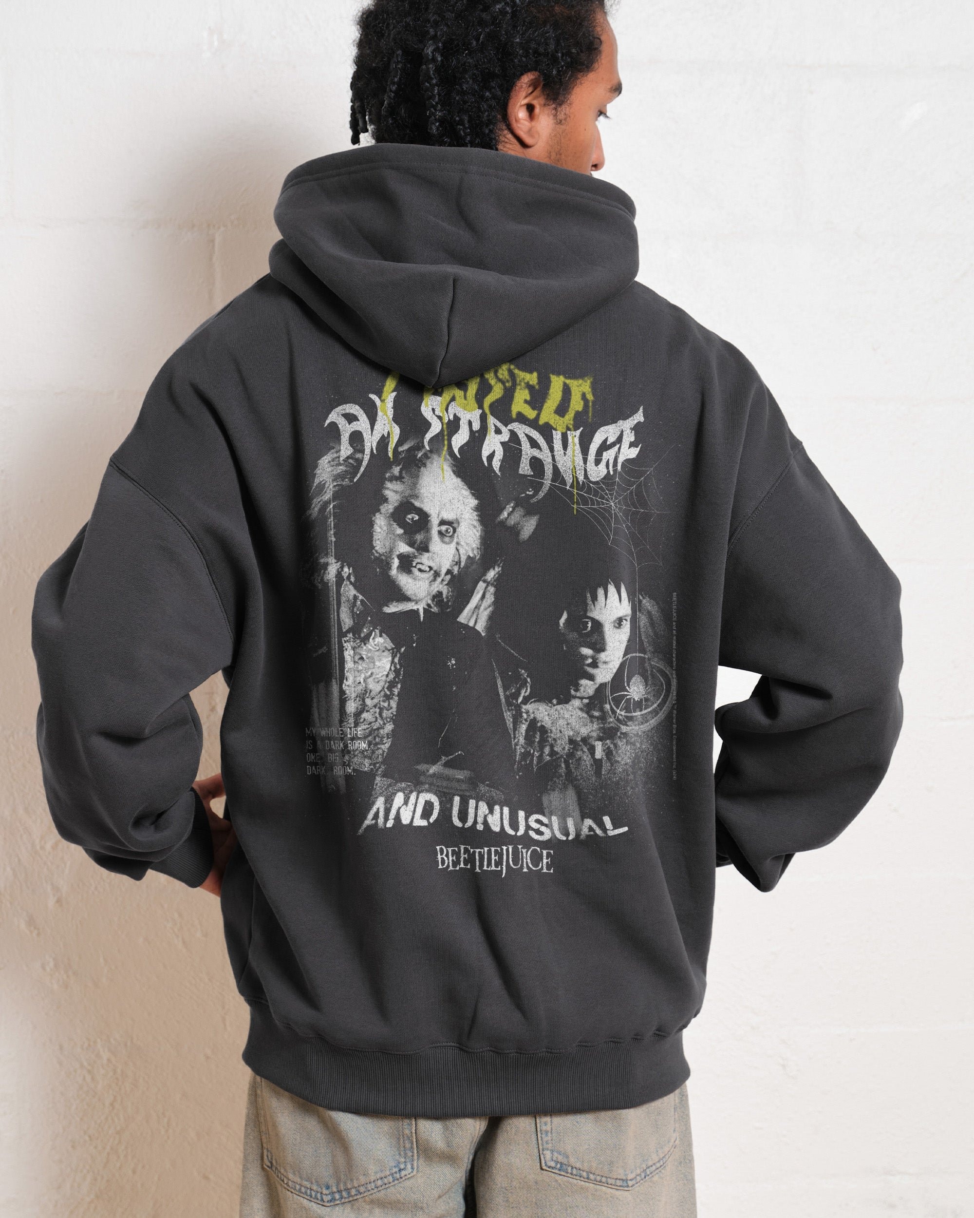 Strange & Unusual Beetlejuice Unisex Graphic Hoodie - 90s Boxy Fit, 340gsm Cotton-Poly Blend