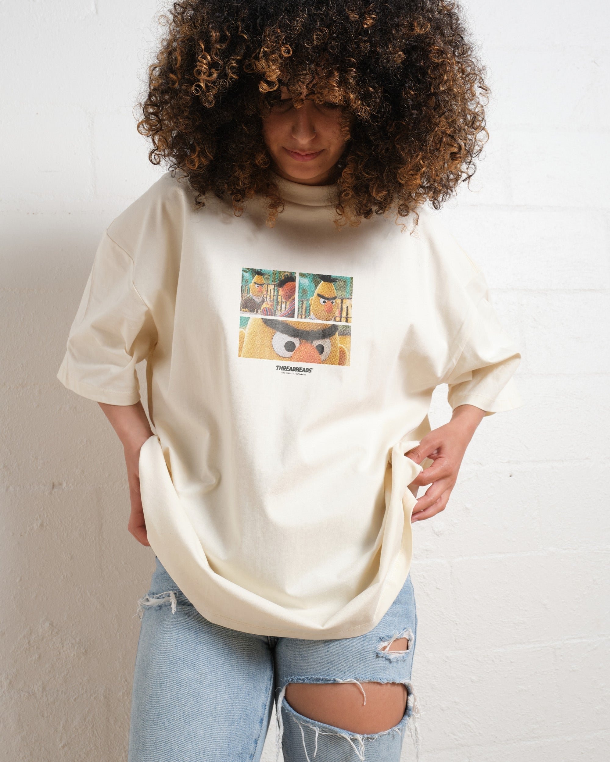 Angry Bert Oversized Graphic T-Shirt - Sesame Street Unisex Heavyweight Tee