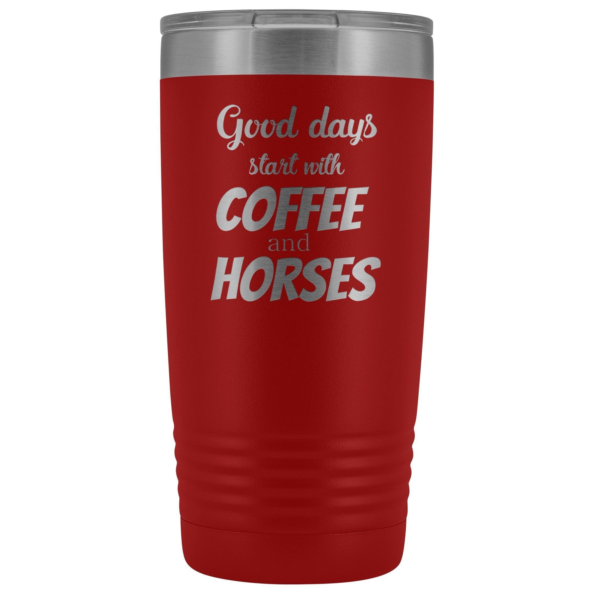 Coffee and Horses 20oz Vacuum Tumbler - Laser Etched Insulated Vet Gift