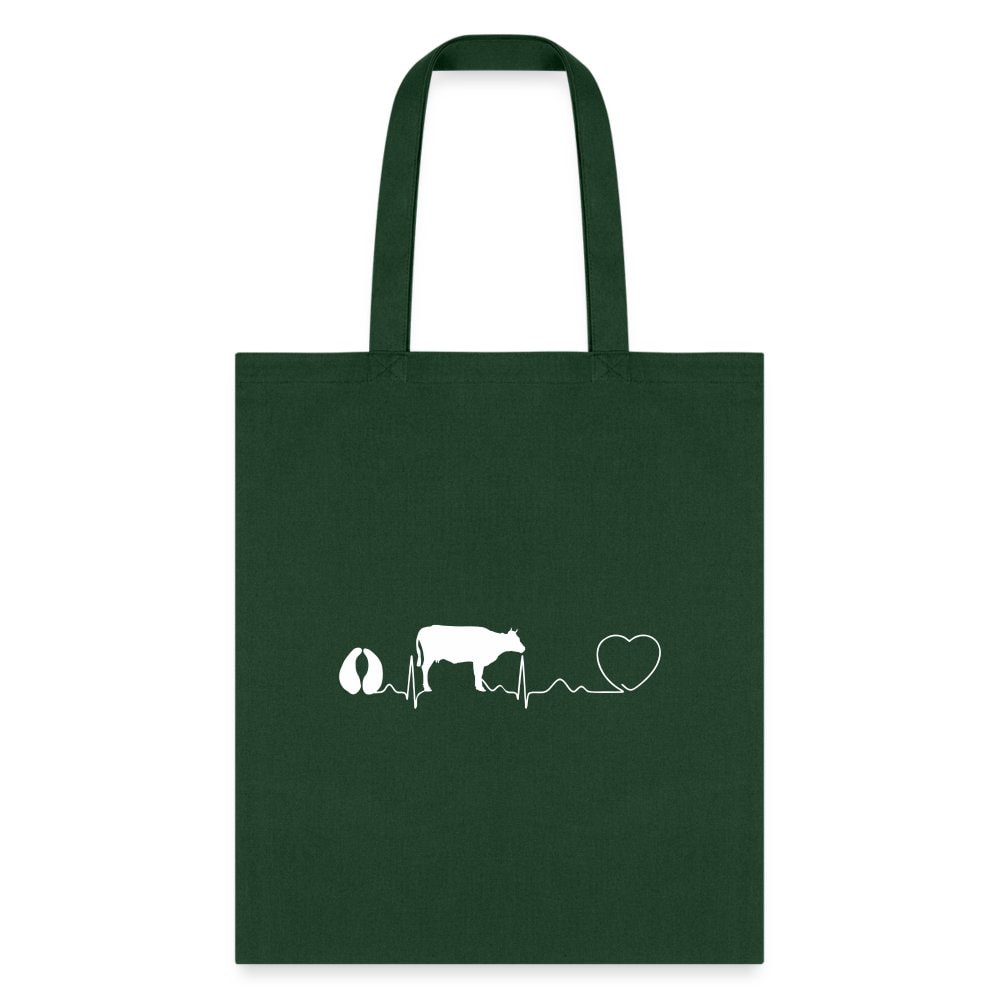 Cow Pulse Cotton Tote Bag - Large Animal Vet Design, 100% Cotton Canvas 15.5x14.5in, Q-Tees