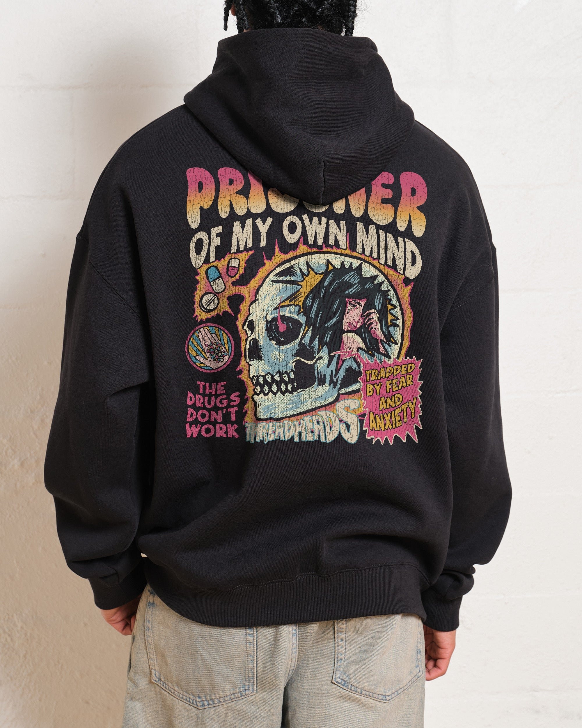 Prisoner Of My Own Mind Unisex Graphic Hoodie - 90s Boxy Fit, 340gsm Cotton-Poly Blend