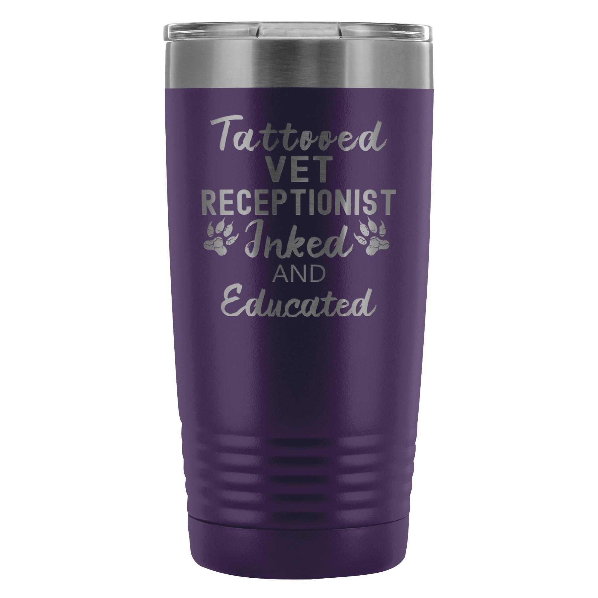 Vet Receptionist Tattooed Inked and Educated 20oz Vacuum Tumbler - Polar Camel