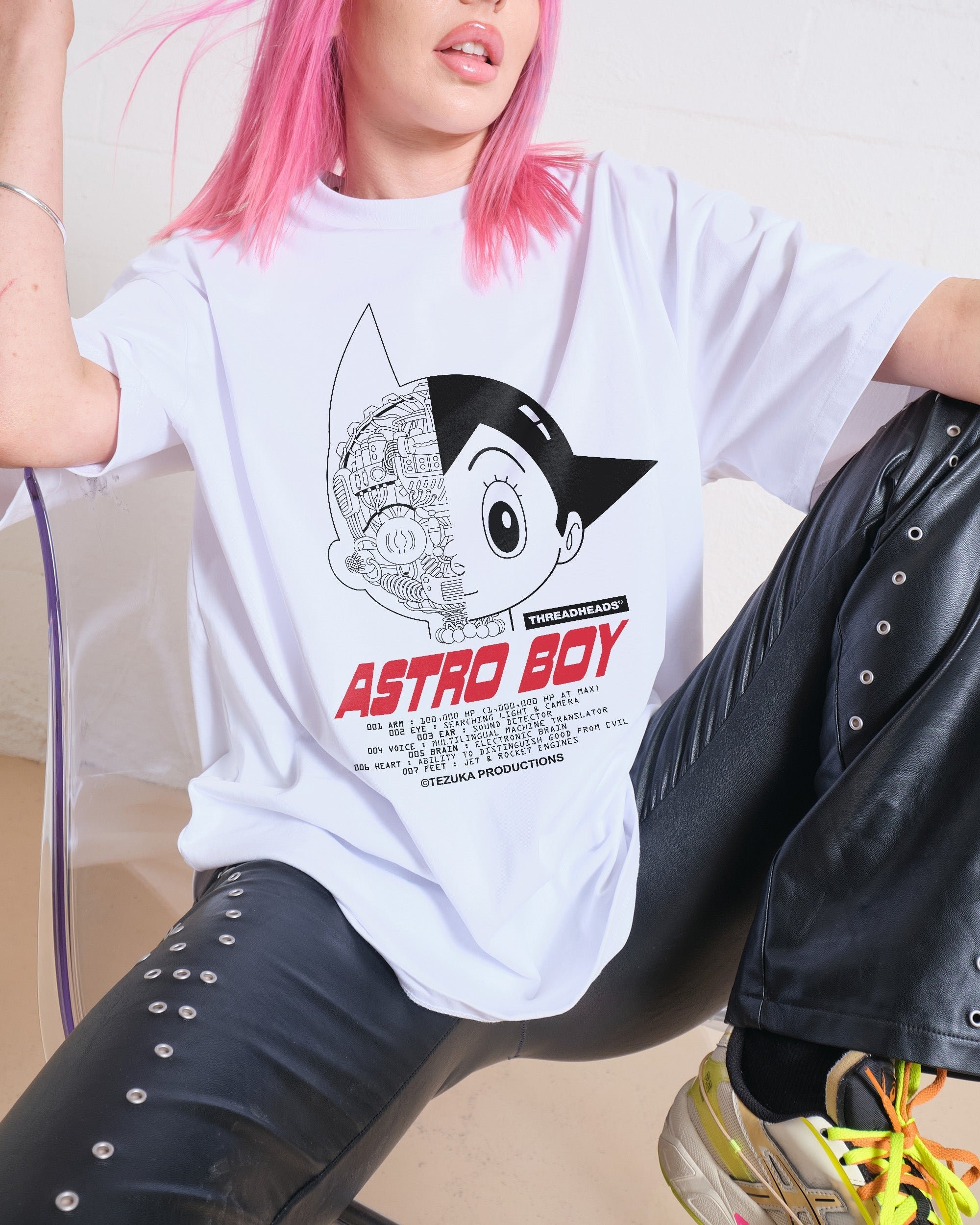 Astro Boy Head Data Oversized Graphic T-Shirt - Heavyweight 100% Combed Cotton Unisex Tee