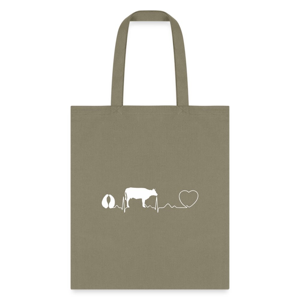 Cow Pulse Cotton Tote Bag - Large Animal Vet Design, 100% Cotton Canvas 15.5x14.5in, Q-Tees