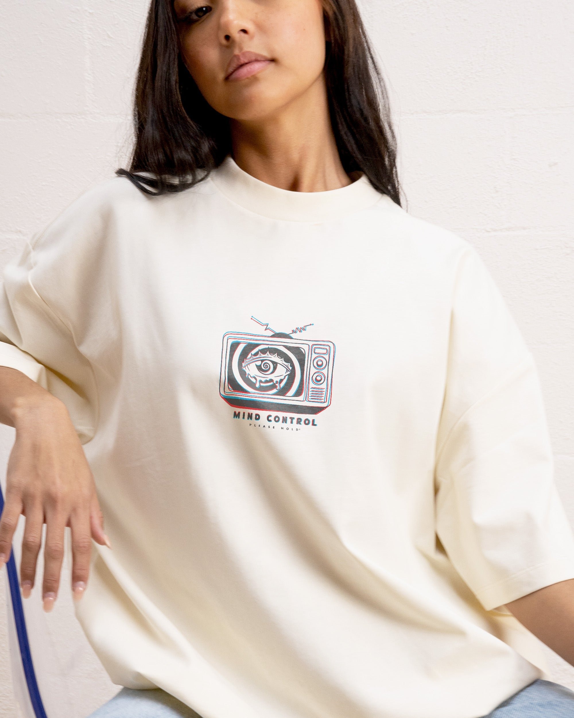 Mind Control Oversized Graphic Tee Unisex 90s Boxy Fit 100% Combed Cotton