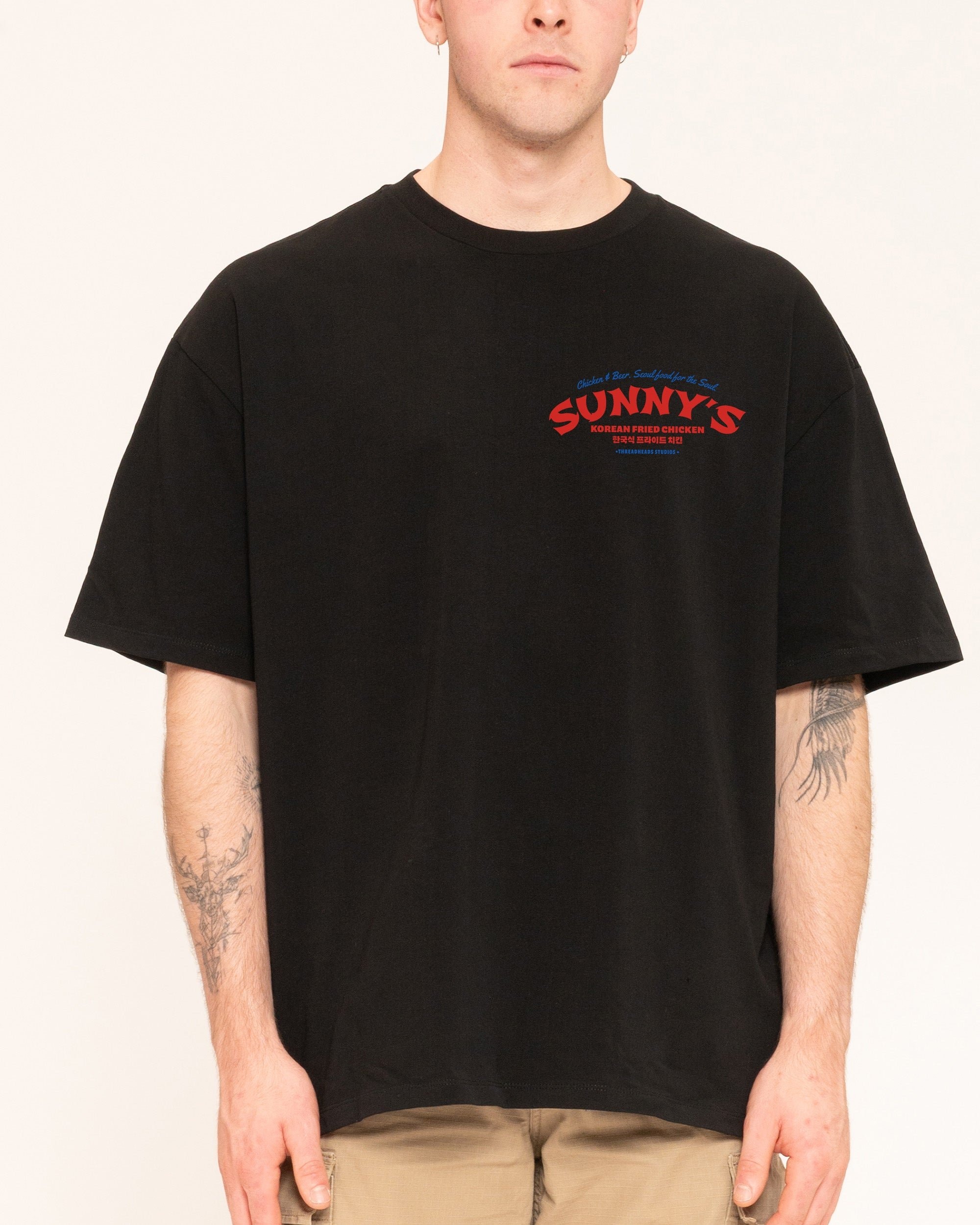 Korean Fried Chicken Oversized Graphic Tee - Threadheads 90s Boxy Fit Unisex Cotton T-Shirt