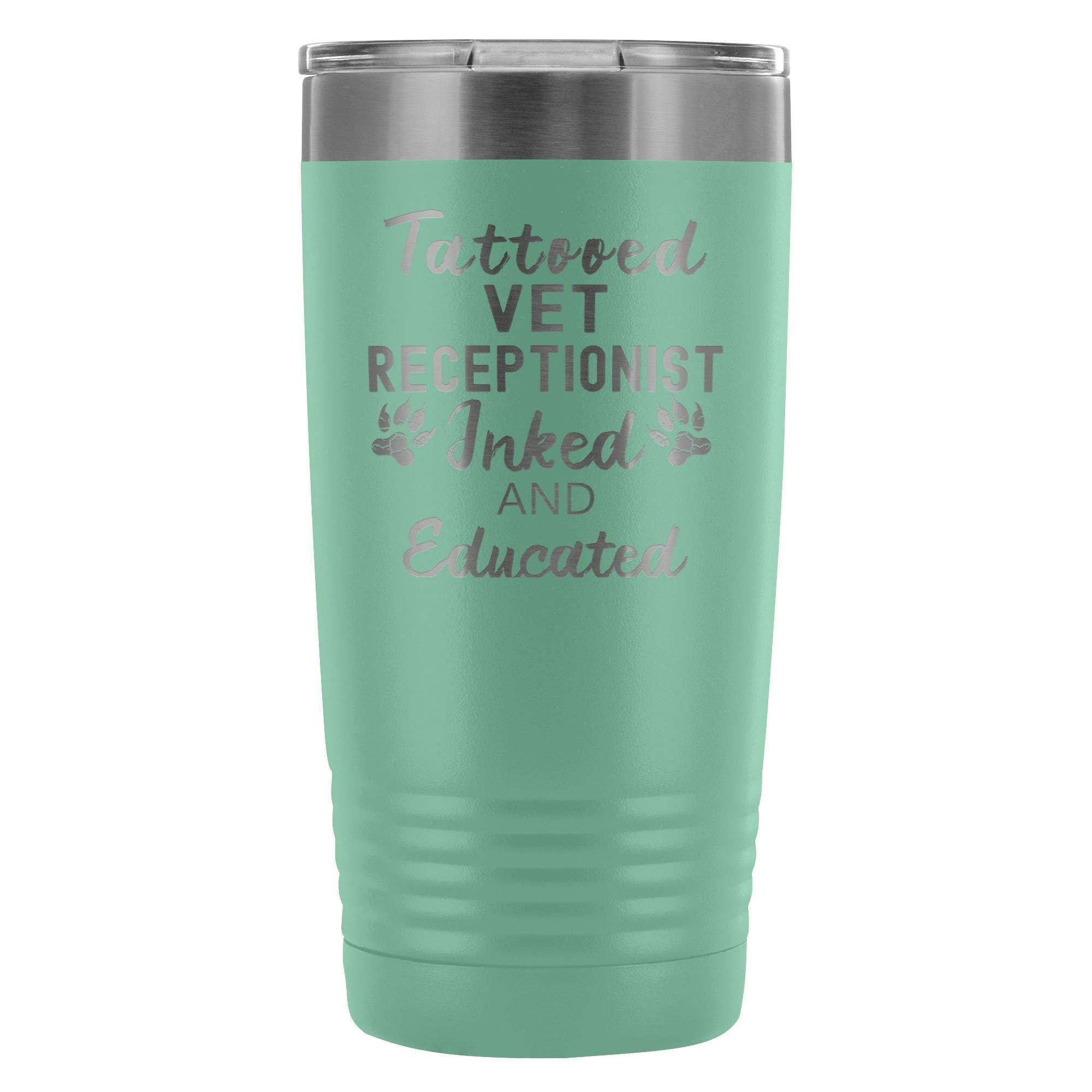 Vet Receptionist Tattooed Inked and Educated 20oz Vacuum Tumbler - Polar Camel