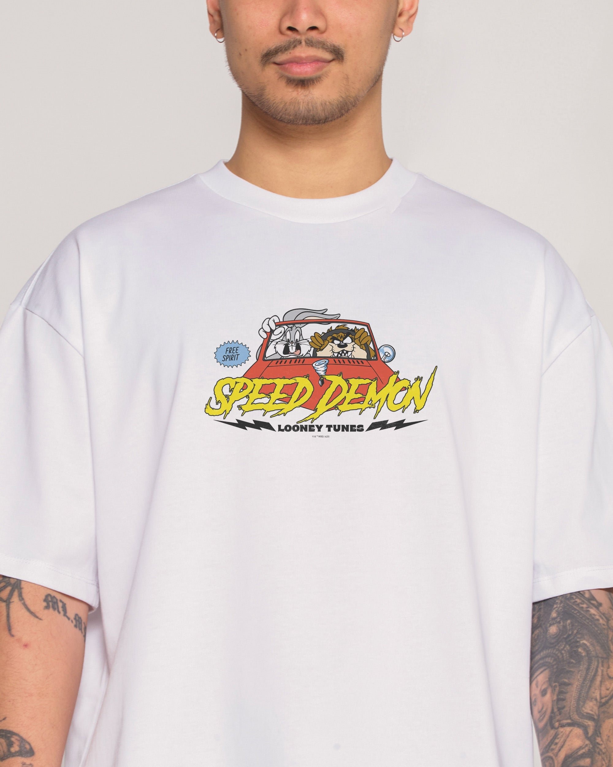 Speed Demon Oversized Looney Tunes Graphic Tee - Unisex 90s Boxy Fit 275gsm Cotton