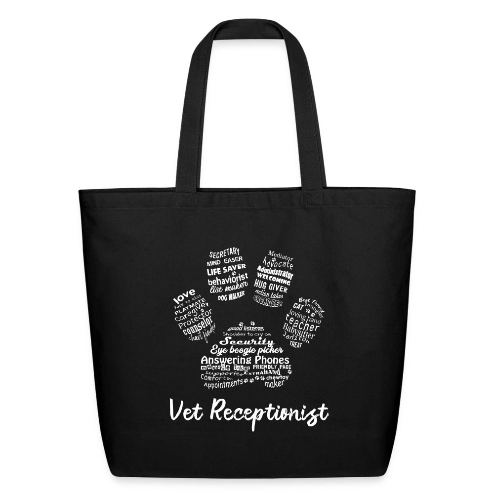 Vet Receptionist Pawprint Eco-Friendly Cotton Tote Bag - 10x15x20 Inch One Size